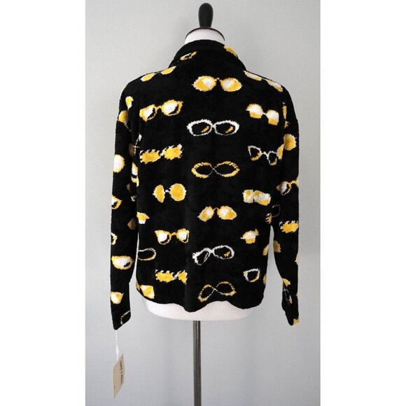 SUPPLY & DEMAND Black Yellow Soft Textured Sunglasses Pattern Button Coat Size M - Picture 3 of 5
